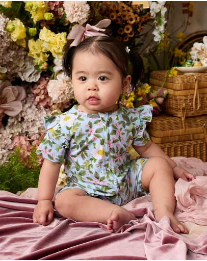 Fleur Harris - 'Heirloom Treasures' Precious Shorty Frill Coverall in Soft Teal