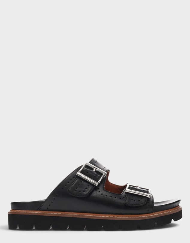 Mia Vita - Daisy Leather Slide - Black