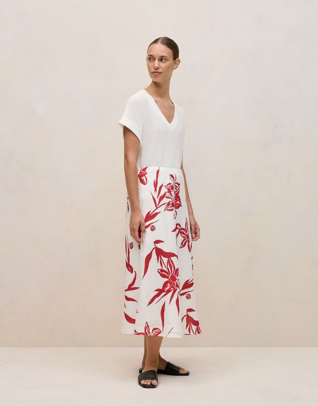 Trenery - Mercerised Cotton Relaxed V Neck Knit in White
