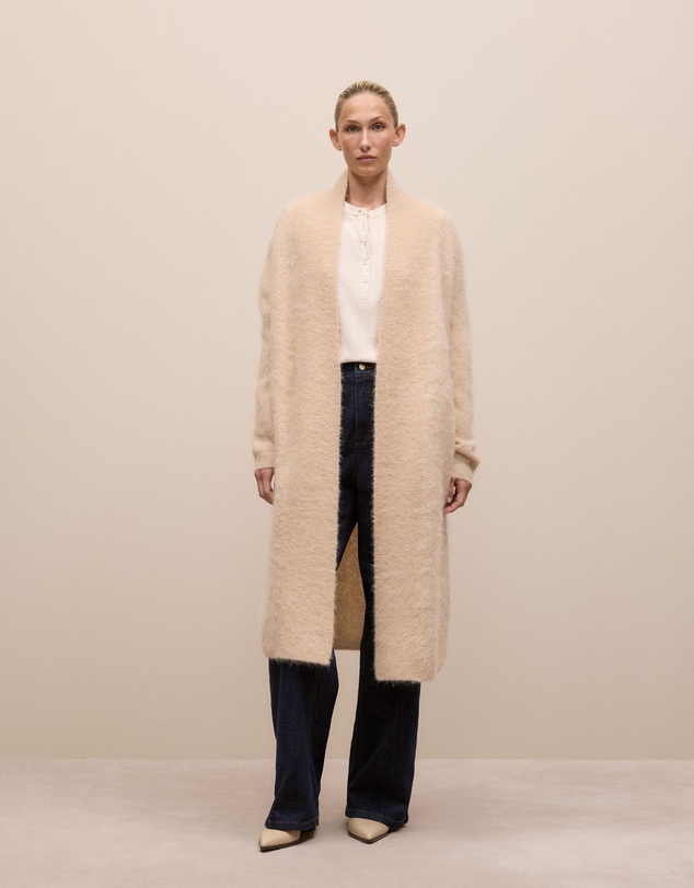 Trenery - Cotton Marle Henley in Oat Marle