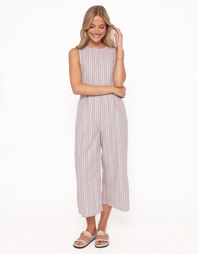 Petal & Pup - Ester Jumpsuit - Beige/White Stripe