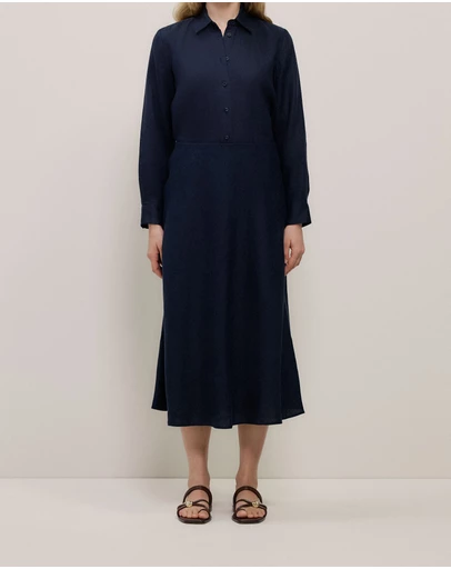 Trenery - Linen Bias Slip Skirt in Night Sky