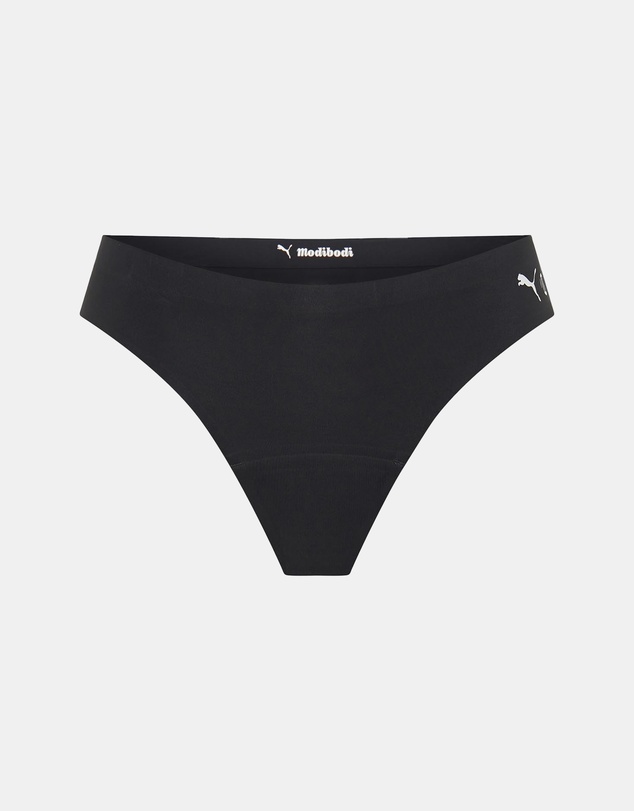 Modibodi - Puma X Modibodi Seamfree Active Period Thong 3 Pack Light-Moderate - Onyx Grey