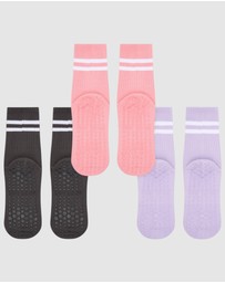 High Heel Jungle - Varsity Pilates Yoga Grip Socks - 3 Pack