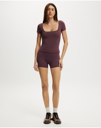 Cotton On Body Active - Ultra Soft Square Neck Fitted T-Shirt