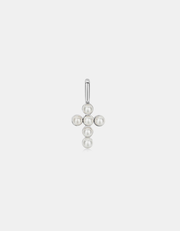 Ania Haie - Silver Shell Pearl Cross Charm