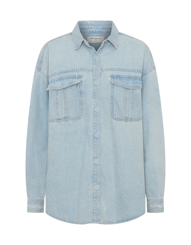 ONE TEASPOON - Daydream Heart Oversized Denim Shirt - Sea Mist Blue