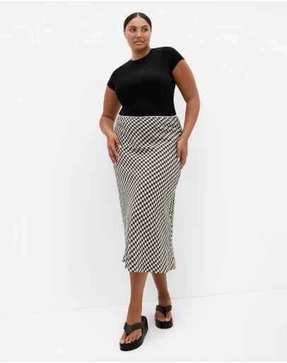 City Chic - Western Gingham Midi Skirt
