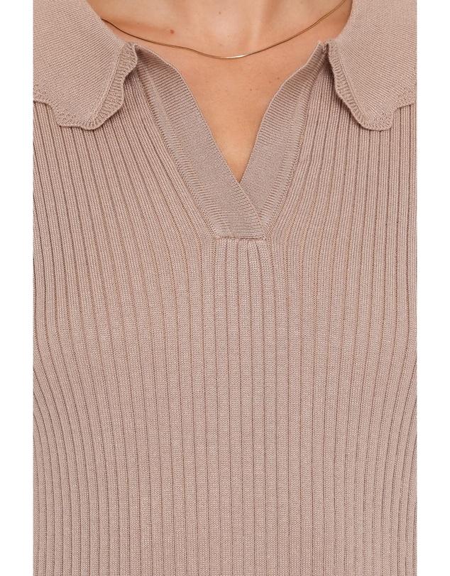 Petal & Pup - Aradia Scallop Collar Polo - Grey Morn