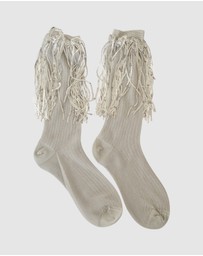 High Heel Jungle - Stevie Metallic Lurex Socks With Glitter Fringe