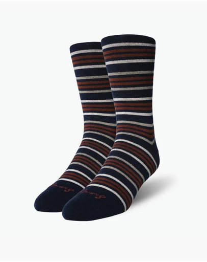 Swanky Socks - Navy Rust Stripe
