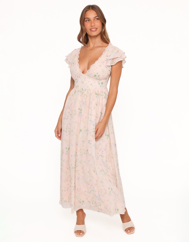 Petal & Pup - Angelica Midi Dress - Pastel Pink Floral