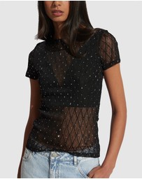 Decjuba - Zoe Lace Rhinestone Tee