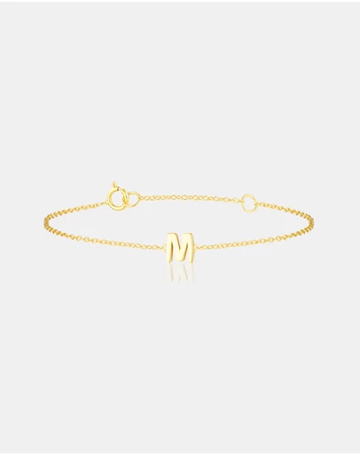 The Silver Collective - Petite A-Z Letter Bracelet Gold - M
