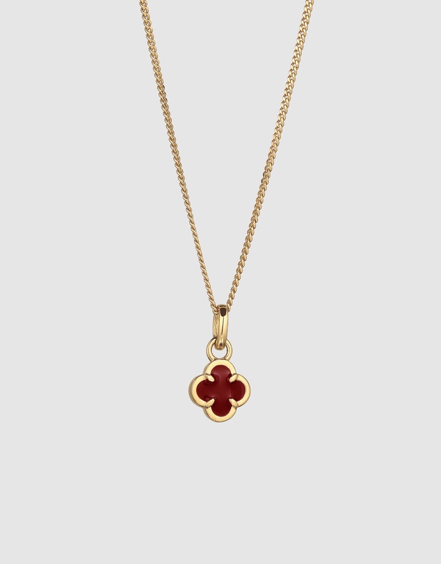 Elli Jewelry - Necklace Cloverleaf Pendant Enamel 925 Sterling Silver Gold-Plated