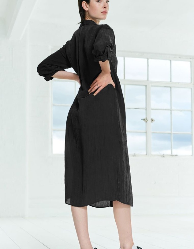 NEXT - Tie Front Long Sleeve Textured Utility Shirt Dress