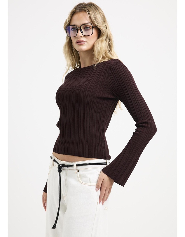 Subtitled - Holland Boat Neck Long Sleeve Knit Top