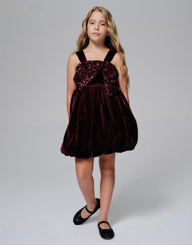 Bardot Junior - Kirrily Velour Bow Dress - Kids-Teens