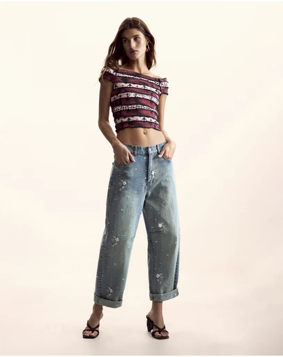 Desigual - Ruched T-shirt designed by Mr. Christian Lacroix