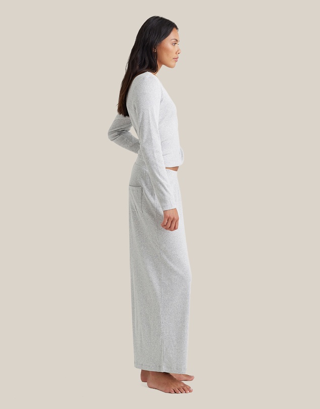Papinelle - Soft Baby Rib Full Length Wide Leg Pant