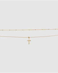 Elli Jewelry - Necklace Choker Cross Pendant Layer in 925 Sterling Silver Gold Plated