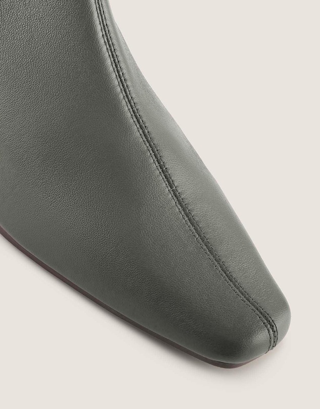 Shelly Shen - Carmen Heel Ankle Boots Dark Olive Leather