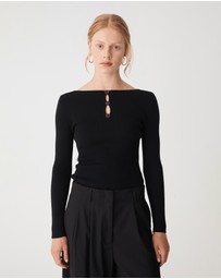 Forcast - Logan Button Keyhole Rib Knit