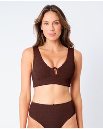 UNE PIECE - Crinkle Cut V-Neck Bralette Bikini Top with Ring