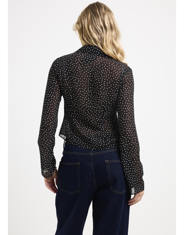 Alice In The Eve - Jade Sheer Polka Dot Long Sleeves Shirt