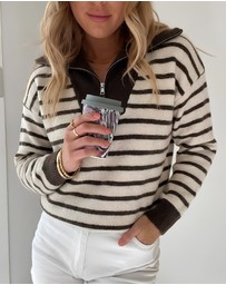 Esther & Co - Tanner Knit - Choc Stripe