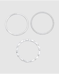 Elli Jewelry - Ring Stacking Set Trio Basic Minimalist Timeless in 925 Sterling Silver