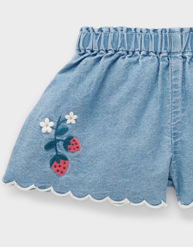 Purebaby - Scalloped Denim Shorts- Kids-Babies