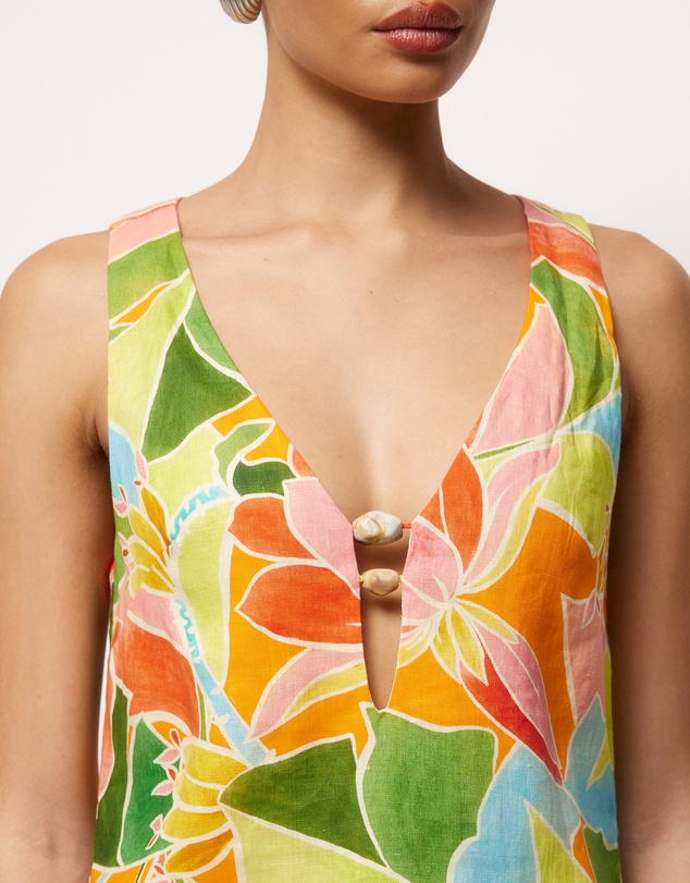 AERE - Fiora Linen Resin Trim Shift Dress