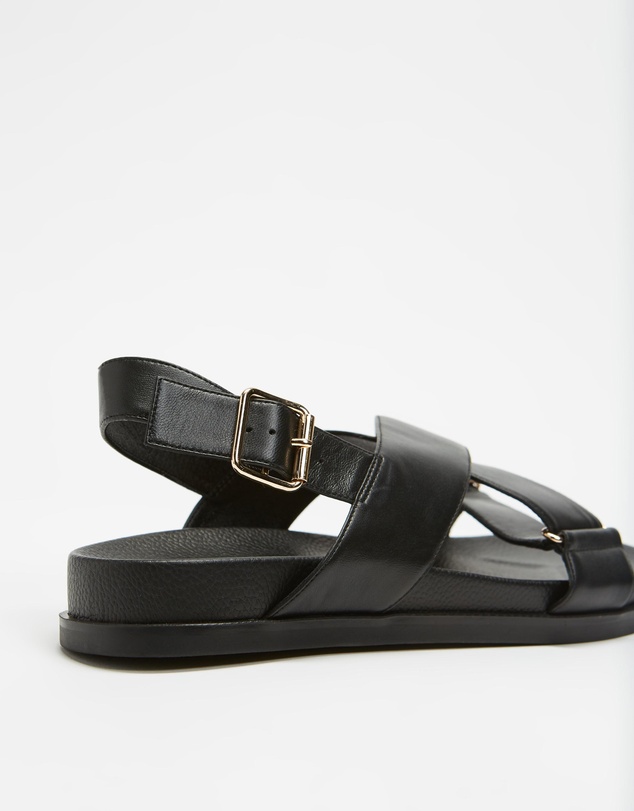 AERE - Crossover Leather Footbed Sandals