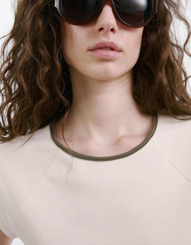 M.N.G - Cotton T-Shirt with Contrast Piping