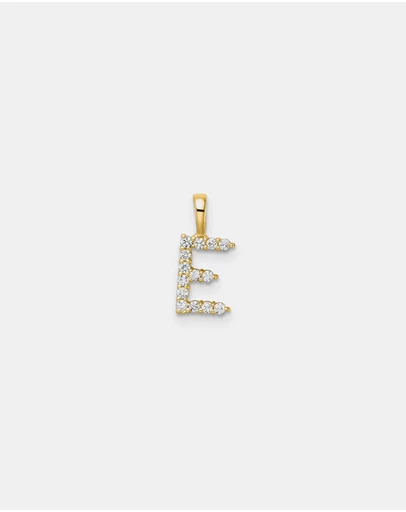 Zoe Olivia - 9K Gold Lab Grown Diamond Initial E Pendant