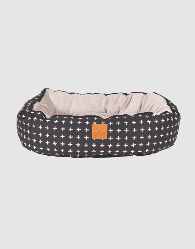Mog & Bone - 4 Seasons Reversible Circular Dog Bed - Black Metallic Cross Print