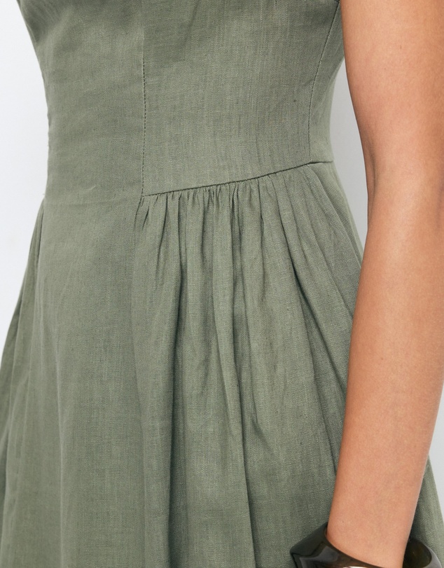Revibe - Repaired AERE Gabriella Linen Midi Dress - AU 12