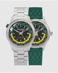 Aston Martin - GRZ Black Stainless Steel Bracelet Watch and Podium Green Silicone Strap Box Set