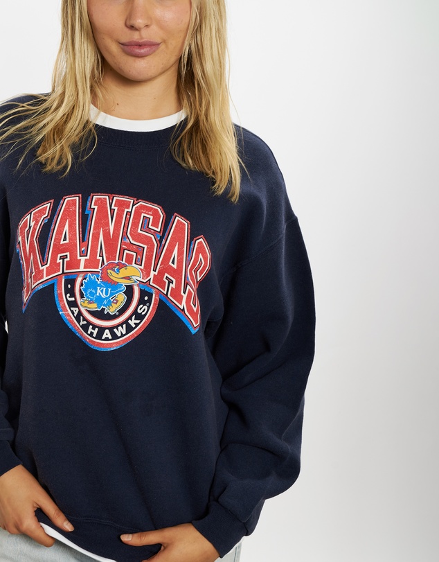 Vintage by The Real Deal - Pre Loved - 90s NCAA University of Kansas Jayhawks Sweatshirt