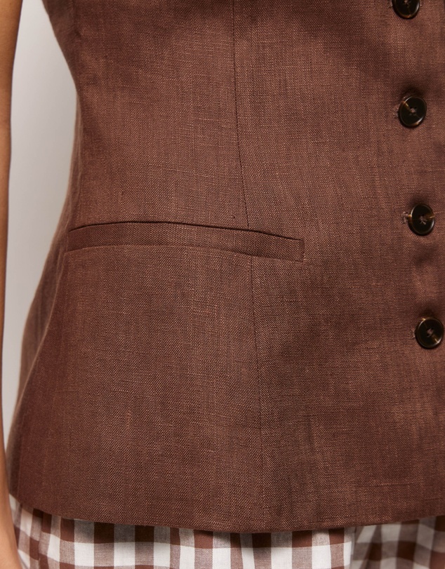 AERE - Nora Linen Button Front Top