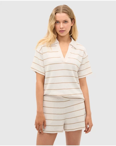 Seed Heritage - Waffle Stripe Shirt and Short PJ Set