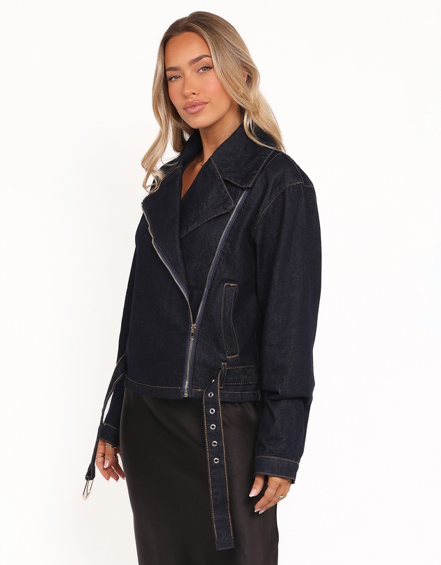 Petal & Pup - Mira Denim Moto Jacket - Dark Indigo