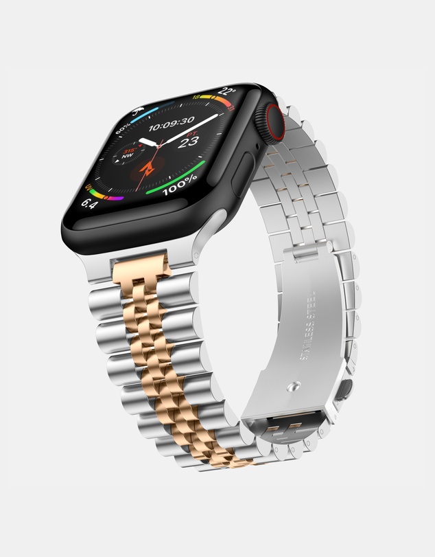 Friendie - Stainless Steel Link Bracelet Band - The Perth - Apple Watch Compatible