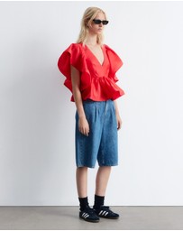 & Other Stories - Ruffle V-Neck Blouse