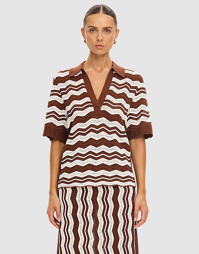 KIVARI - Sarah Knit Polo Top
