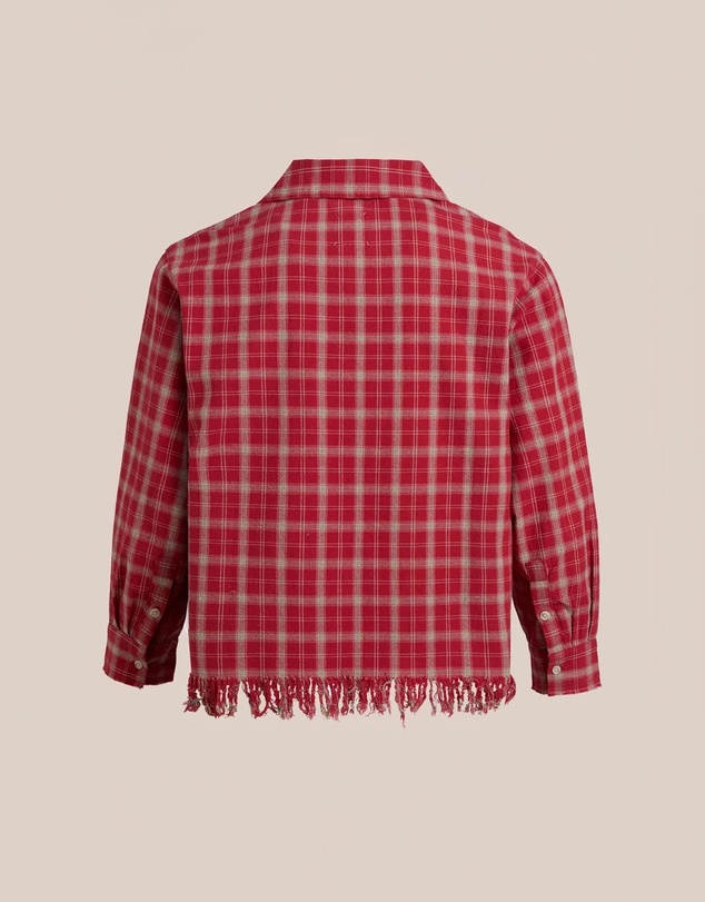 Found - Raw Cut Fringe Plaid Camp Shirt
