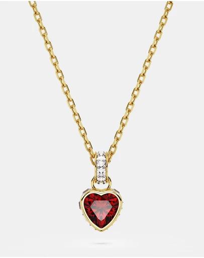 Swarovski - Chroma pendant, Heart, Red, 18K gold finish