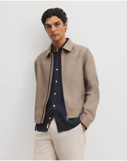 Country Road - Cotton Linen Blend Zip Through Jacket