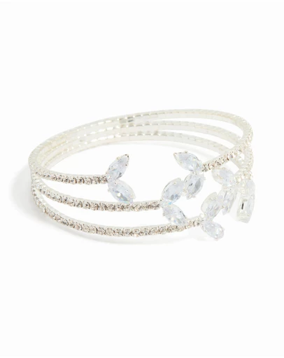 Lovisa - Silver Cubic Zirconia Fishtail Trio Layered Bangle